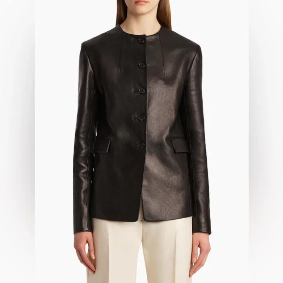 Khaite Jameson Leather Jacket, 4, Black - Picture 11 of 17